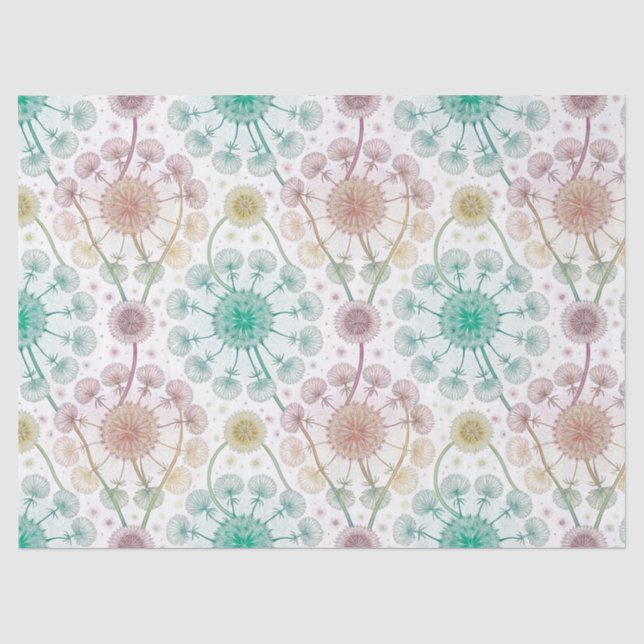 Whimsical Dandelion Breeze – Pastel Botanical Tissue Paper (Front)
