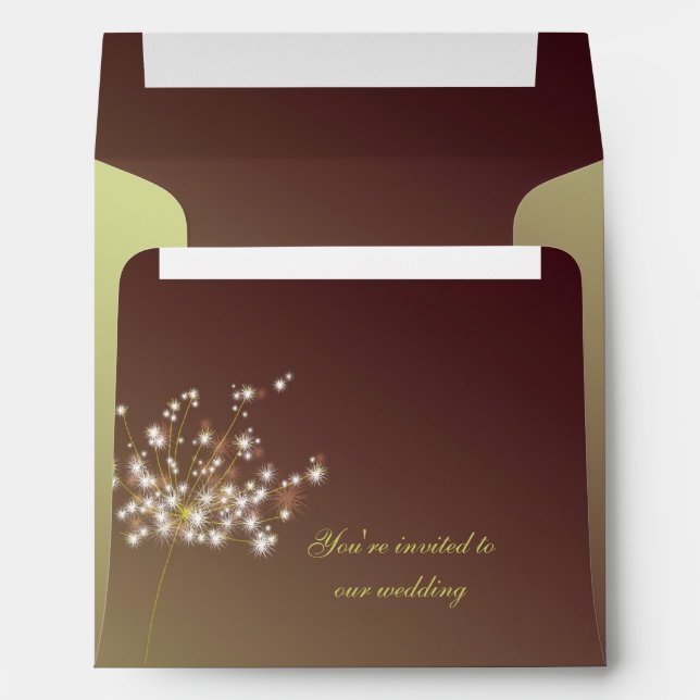 Whimsical Dandelion Burgundy Wedding Envelope (Back (Bottom))