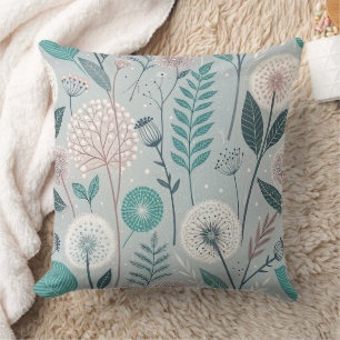 Whimsical Dandelion & Floral Folk Art Seamless (2) Cushion