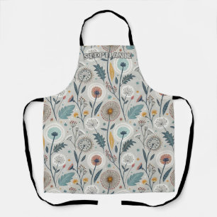 Whimsical Dandelion & Floral Folk Art Seamless Apron