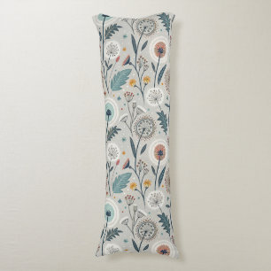 Whimsical Dandelion & Floral Folk Art Seamless Body Cushion
