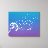 Whimsical Dandelion Make a Wish Blue Purple Ombre