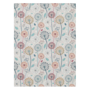 Whimsical Dandelion - Red, Yellow, White & Teal Tablecloth