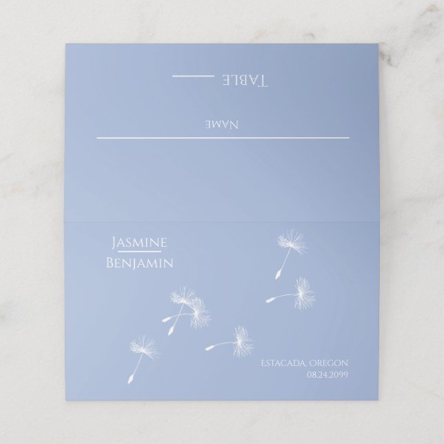 Whimsical Dandelion Wedding Place / Escort Card (Outside Unfolded)