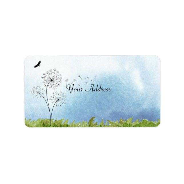 Whimsical Dandelion Wishes Address Label (Front)