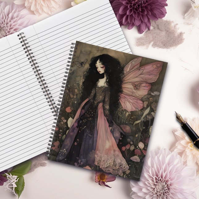 Whimsical Dark Fairy in Enchanted Twilight Garden  Notebook (Creator Uploaded)
