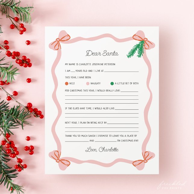 Whimsical Dear Santa Letter - Christmas Wish List (Dear Santa Letter - Christmas Wish List for Children)
