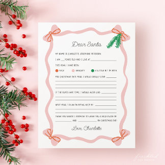 Whimsical Dear Santa Letter - Christmas Wish List