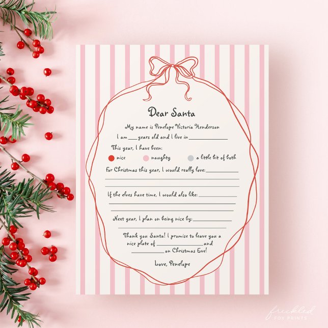 Whimsical Dear Santa Wish List for Kids (Whimsical Dear Santa Wish List Letter for Kids)