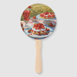 Whimsical decadent Strawberry Shortcake party Hand Fan