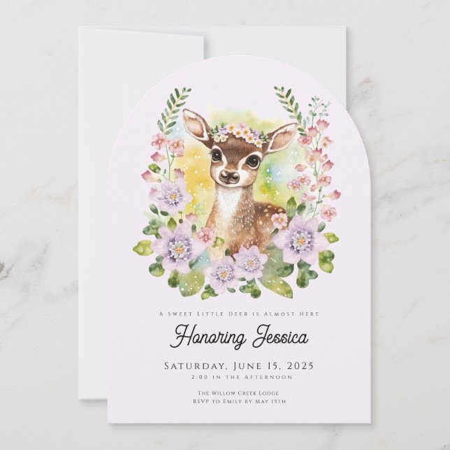 Whimsical Deer Baby Shower Invitation (Front)