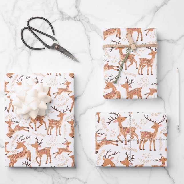 Whimsical Deer Delight: Fawn-Inspired Wrapping Paper Sheet (Front)