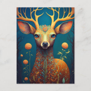 Whimsical Deer Fantasy Art Postcard
