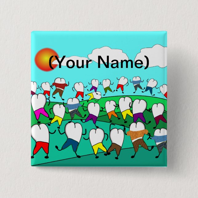 Whimsical Dental  Tooth Art Gifts 15 Cm Square Badge (Front)