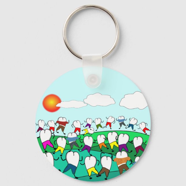 Whimsical Dental  Tooth Art Gifts Key Ring (Front)