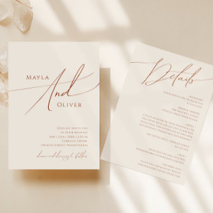Whimsical Desert   Beige All In One Wedding Invitation
