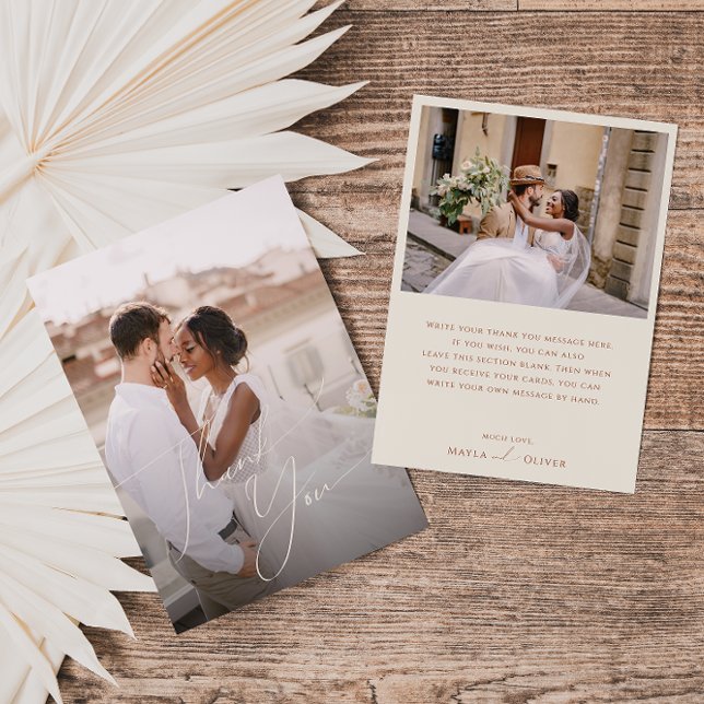 Whimsical Desert | Beige Flat Photo Thank You Card (Creator Uploaded)