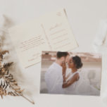 Whimsical Desert Beige Horizontal Photo Thank You Postcard<br><div class="desc">This whimsical desert beige horizontal photo thank you postcard is perfect for your simple rustic western beige and terracotta earth tones wedding. The neutral earthy boho colour palette is vintage southwestern with a modern retro feel. The script is a delicate minimalist handwritten calligraphy that is quite elegant and romantic. The...</div>