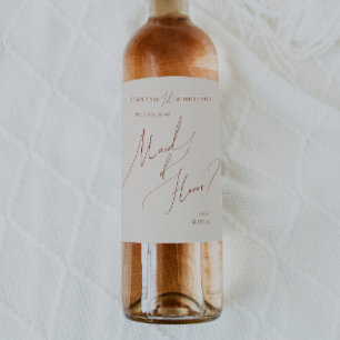 Whimsical Desert Beige Maid Of Honour Proposal Wine Label