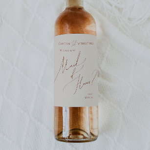 Whimsical Desert   Beige Maid Of Honour Proposal Wine Label
