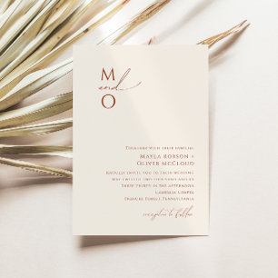 Whimsical Desert   Beige Monogram Wedding Invitation