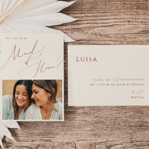 Whimsical Desert Beige Photo Maid of Honour Card