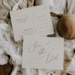 Whimsical Desert | Beige Save The Date Postcard<br><div class="desc">This whimsical desert | beige save the date postcard is perfect for your simple rustic western beige and terracotta earth tones wedding. The neutral earthy boho colour palette is vintage southwestern with a modern retro feel. The script is a delicate minimalist handwritten calligraphy that is quite elegant and romantic. The...</div>