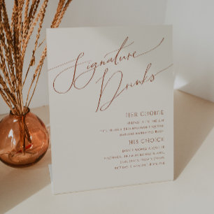 Whimsical Desert   Beige Signature Drinks Pedestal Sign