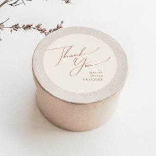 Whimsical Desert Beige Thank You Wedding Favour Classic Round Sticker