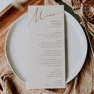 Whimsical Desert | Beige Wedding Dinner Menu