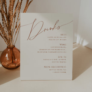 Whimsical Desert   Beige Wedding Drinks Menu Pedestal Sign