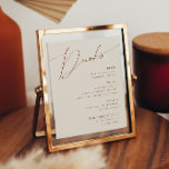 Whimsical Desert | Beige Wedding Drinks Menu Poster<br><div class="desc">This whimsical desert | beige wedding drinks menu poster is perfect for your simple rustic western beige and terracotta earth tones wedding. The neutral earthy boho colour palette is vintage southwestern with a modern retro feel. The script is a delicate minimalist handwritten calligraphy that is quite elegant and romantic. The...</div>