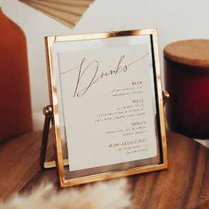 Whimsical Desert   Beige Wedding Drinks Menu Poster