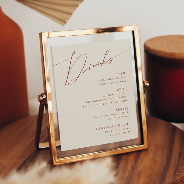 Whimsical Desert | Beige Wedding Drinks Menu Poster (Creator Uploaded)