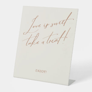 Whimsical Desert Beige Wedding Love Is Sweet Pedestal Sign