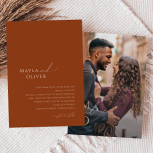 Whimsical Desert   Rust Monogram Photo Wedding Invitation