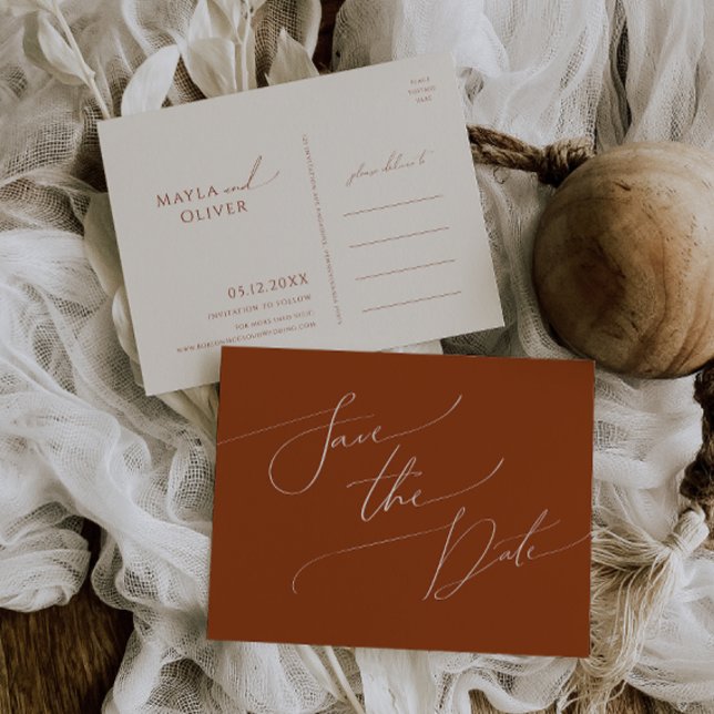 Whimsical Desert | Rust Save The Date Postcard (Creator Uploaded)