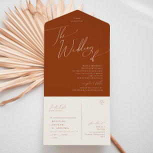 Whimsical Desert Rust Wedding Of Seal and Send All In One Invitation