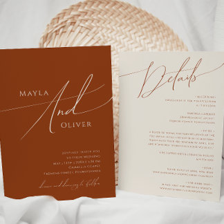 Whimsical Desert | Terracotta All In One Wedding Invitation