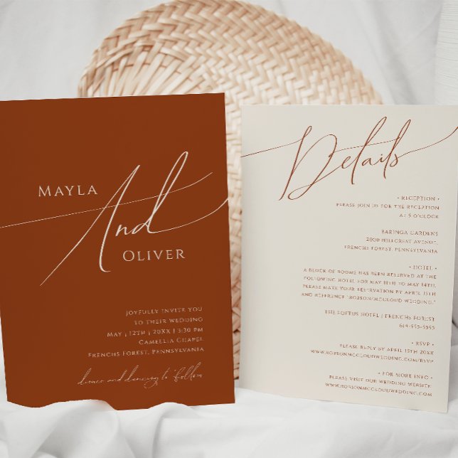 Whimsical Desert | Terracotta All In One Wedding Invitation (Creator Uploaded)