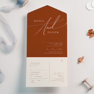 Whimsical Desert Terracotta Casual Seal and Send All In One Invitation