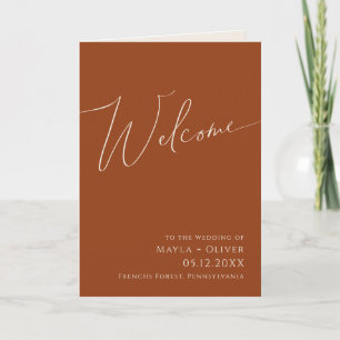 Whimsical Desert   Terracotta Folded Wedding Programme