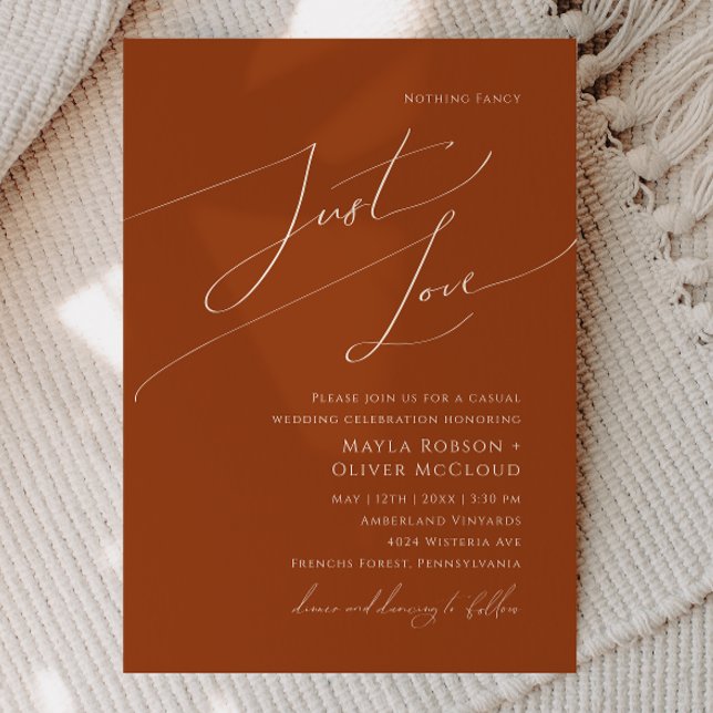 Whimsical Desert | Terracotta Just Love Wedding Invitation (Creator Uploaded)