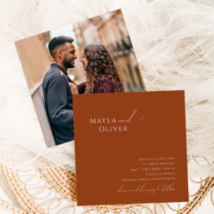 Whimsical Desert   Terracotta Photo Square Wedding Invitation