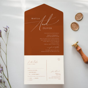 Whimsical Desert   Terracotta Seal and Send All In One Invitation