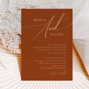 Whimsical Desert   Terracotta Traditional Wedding Invitation