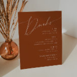 Whimsical Desert | Terracotta Wedding Drinks Menu Pedestal Sign<br><div class="desc">This whimsical desert | terracotta wedding drinks menu pedestal sign is perfect for your simple rustic western beige and terracotta earth tones wedding. The neutral earthy boho colour palette is vintage southwestern with a modern retro feel. The script is a delicate minimalist handwritten calligraphy that is quite elegant and romantic....</div>