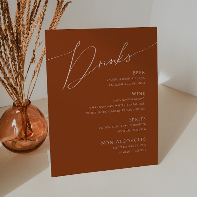 Whimsical Desert | Terracotta Wedding Drinks Menu Pedestal Sign (Creator Uploaded)