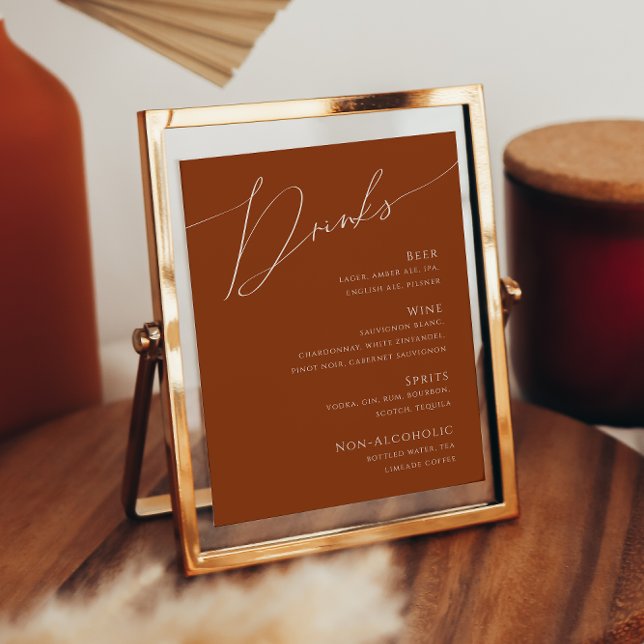 Whimsical Desert | Terracotta Wedding Drinks Menu Poster (Creator Uploaded)