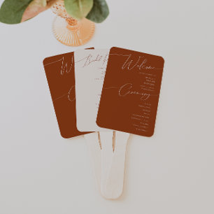 Whimsical Desert   Terracotta Wedding Program Hand Fan